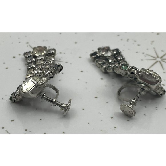 Vintage Triad earrings, Triad Rhinestones earring - Picture 3 of 6